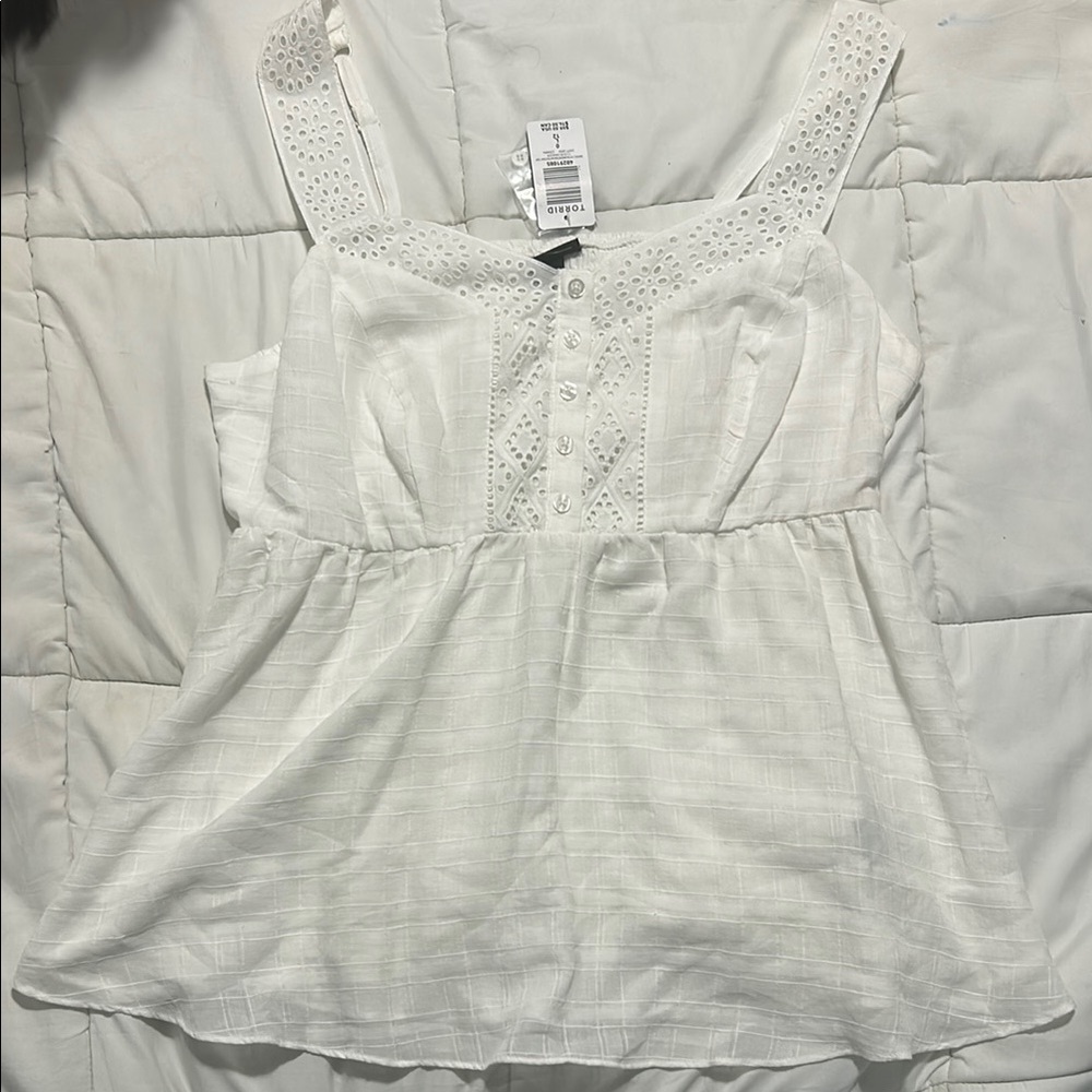 Torrid Cream Smocked Peplum Camisole